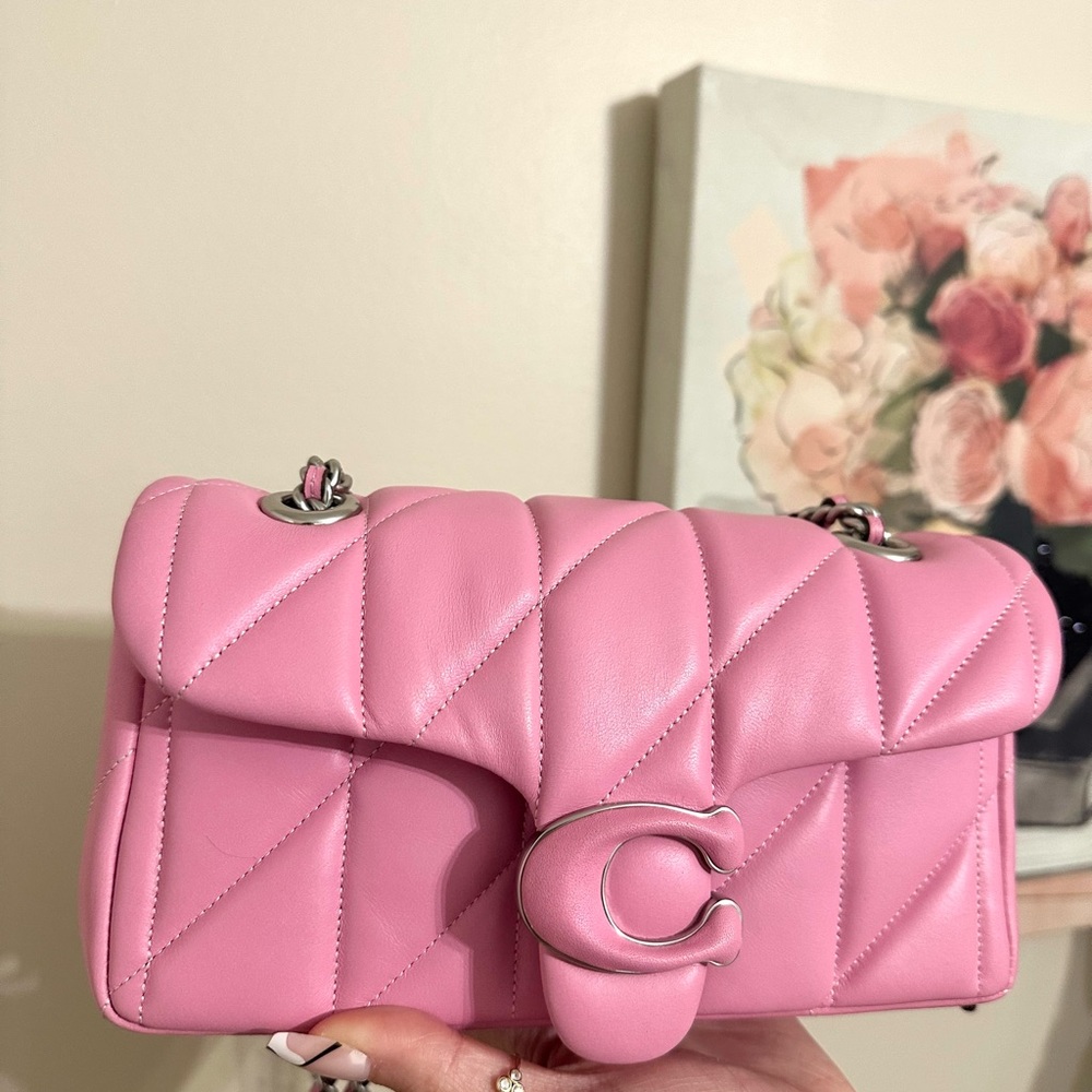 SOLD! Coach Vivid Pink Quilted Tabby 20 Leather Bag